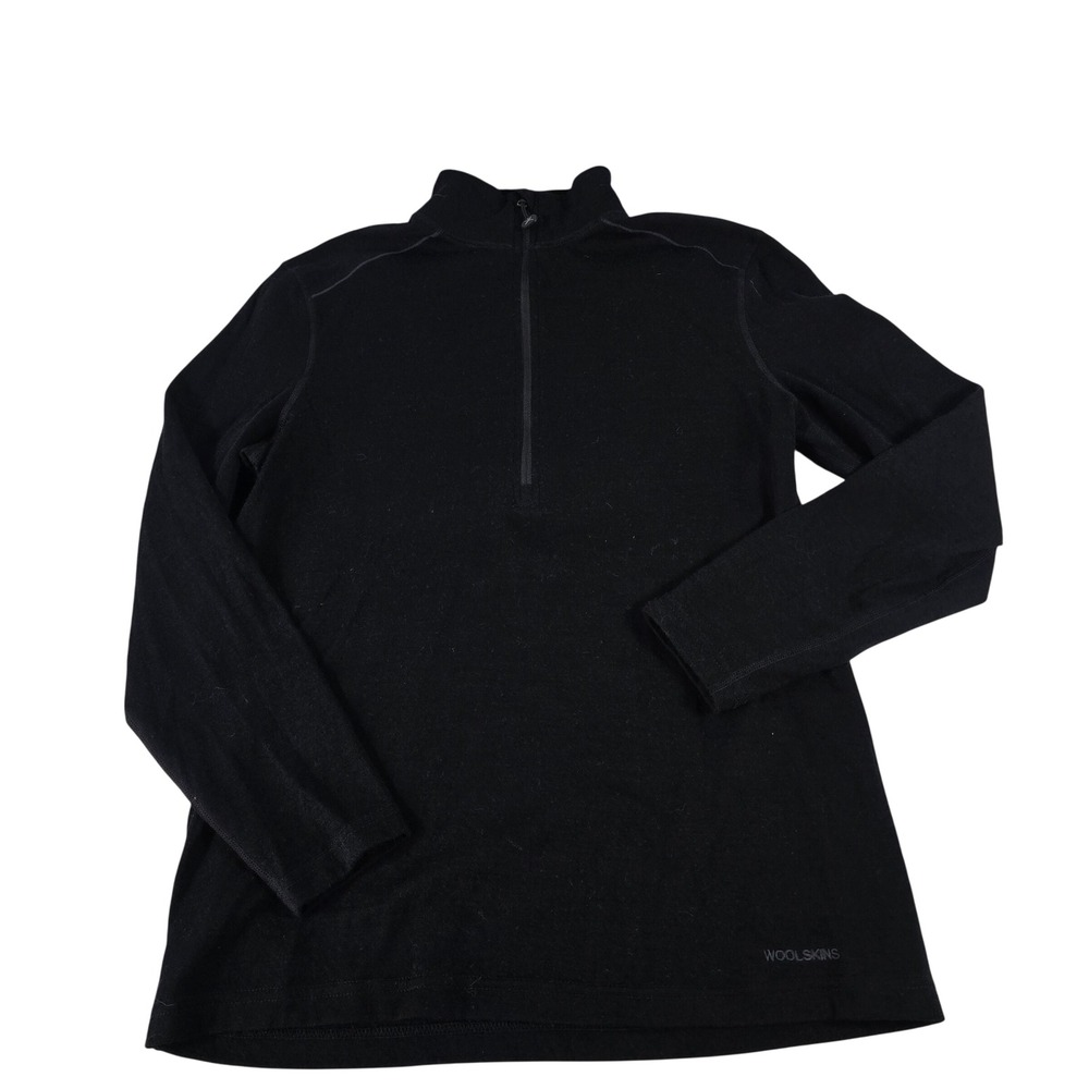 Terramar Woolskins Womens Merino Wool Blend Quarter Zip Pullover Black Small